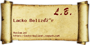 Lacko Belizár névjegykártya